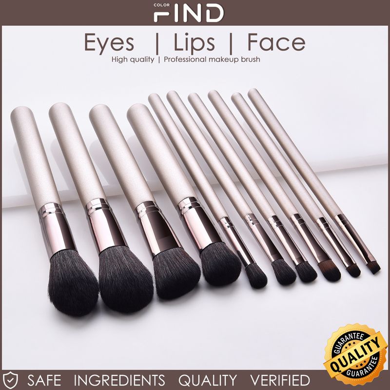 FINDCOLOR 10 champagner professionelles Make-up-Pinselset hochwertiges Reiseset_voghion.com