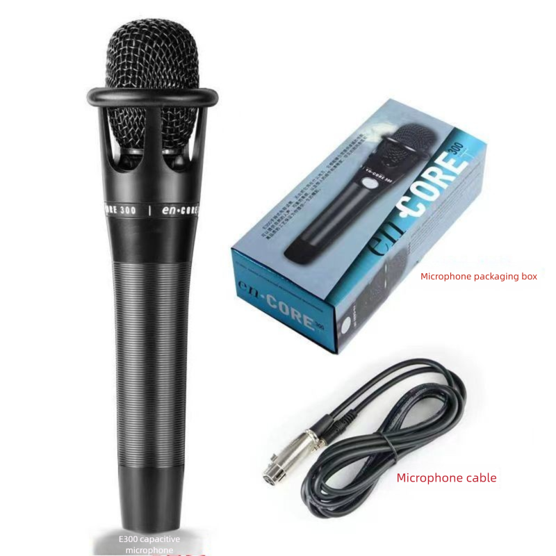 Internet Celebrity Streamer Dedicated Live Sound Card Singing Recording Wired Handheld E300 Condenser Microphone_voghion.com