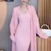 Elegant Longline Knit Cardigan & Slip Dress Two-Piece Set - Soft Loose Fit Autumn Outfit For Women (Multiple Colors, One Size)_voghion.com