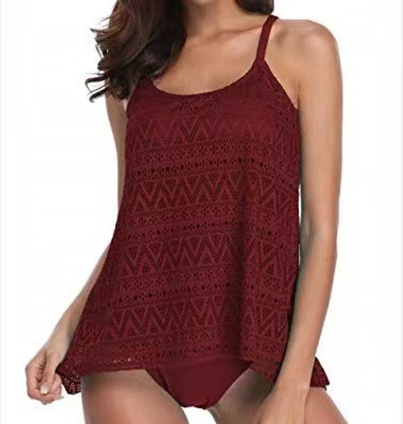 Verve Plus Size Damen Badeanzug mit Trägern, bügellos, Low Waist Bikini Zweiteiler_voghion.com
