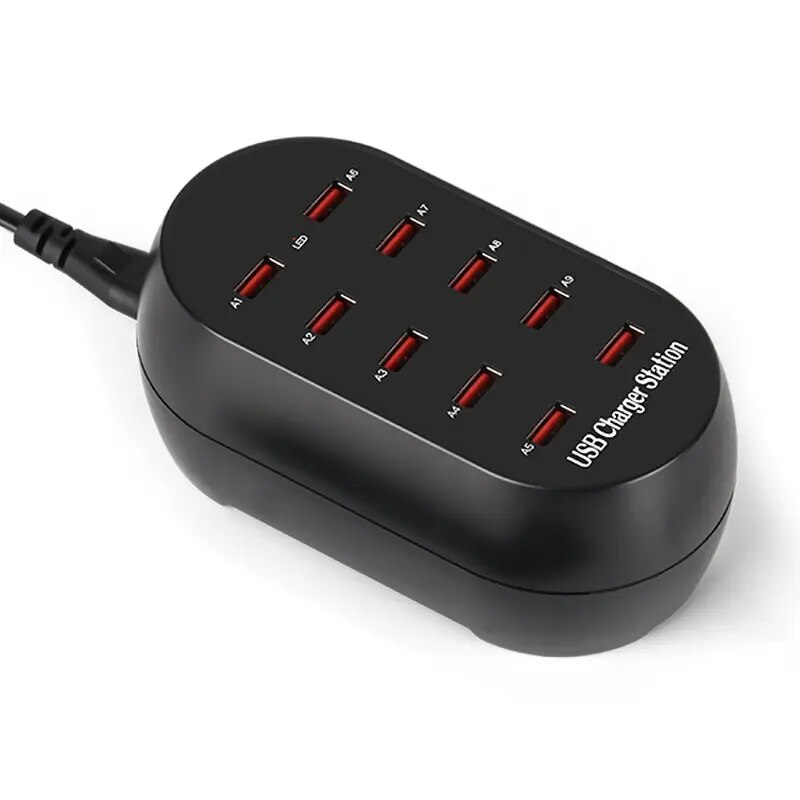 ASOMETECH 10 Port Charger 100V-240V EU US KR UK Plug Desktop USB Charging Station For Multiple Devices iPhone_voghion.com