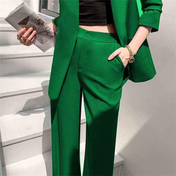 Women's Clothing Small Suit Jacket Women's Two Piece Suit Spring And Autumn New Small Casual Loose Milk Tea Gray Suit_voghion.com