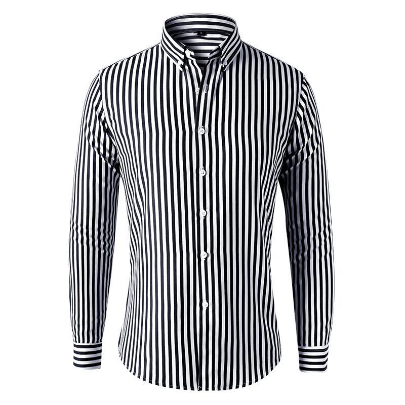 Hemd Herren 2024 Neue Außenhandel Herrenbekleidung Modetrend Gestreiftes Hemd Herren Langarm Business Casual Hemd Herren_voghion.com