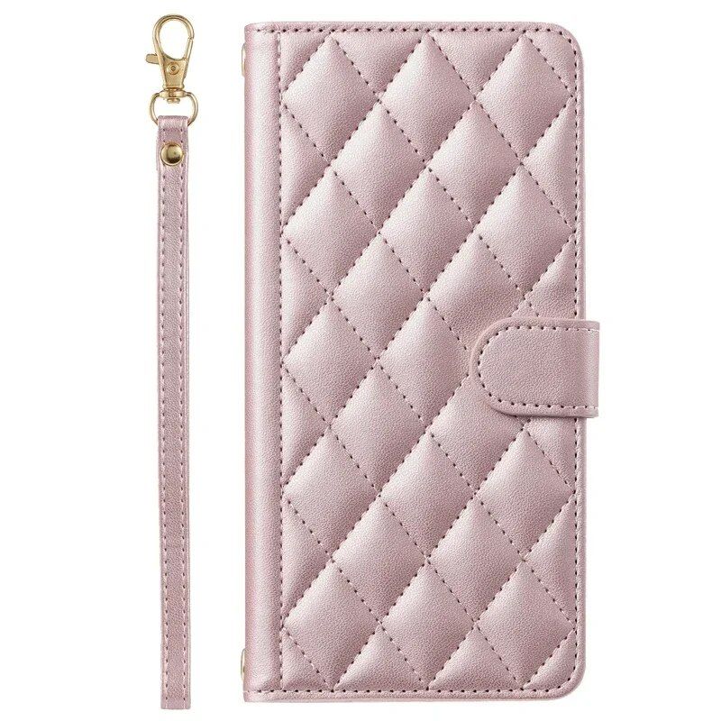 Emed Checkered Hand-strap Phone Bag for Samsung A05 A15 A35 A55 A14 A24 A34 A54 A13 A23 A33 A53 A73 Card Slots Wallet_voghion.com