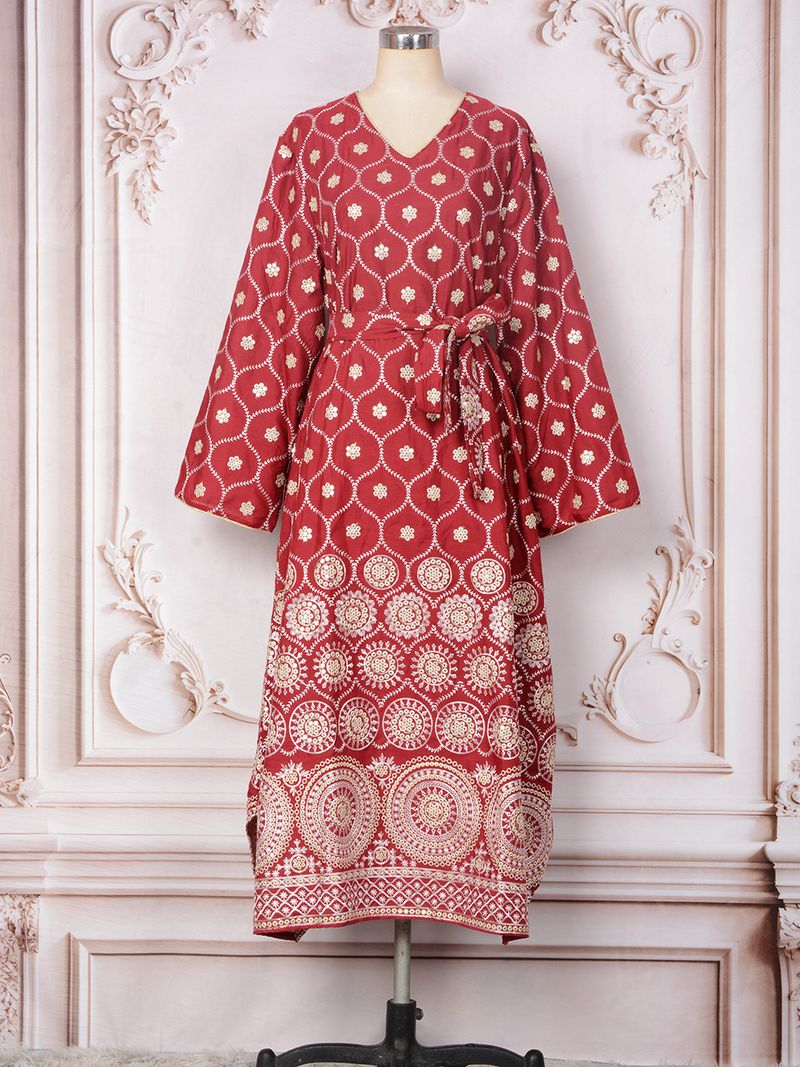 Dubai Bestickte Perlen Robe Ethnischen Stil Elegante Muslimischen Abend Party Kleid_voghion.com