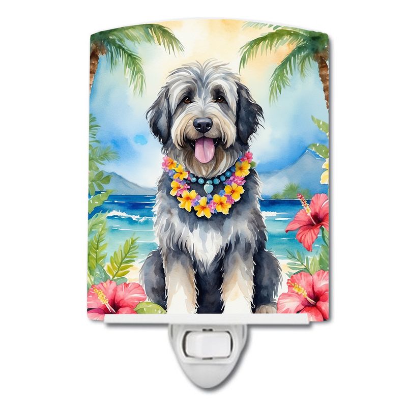 NEW Bergamasco Sheepdog Luau Ceramic Night Light Compact, UL-Certified, Ideal for Bedroom, Bathroom, Nursery, Hallway, Kitchen, 6x4x3, Multicolor_voghion.com