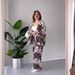 Women's Clothing  2024 new fashion printed mid sleeve cardigan wide leg pants two piece suit for women_voghion.com