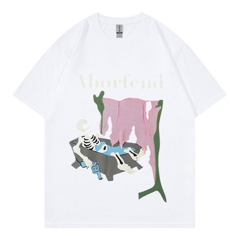 A niche design with embroidered skull embroidery on fabric, short sleeved T-shirt for men and women, summer trendy brand, loose fitting casual couple_voghion.com