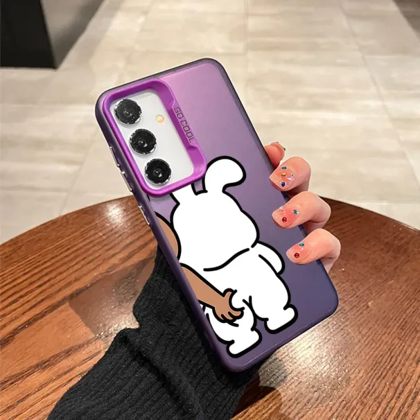 Αστεία θήκη τηλεφώνου Panda Bunny για ζευγάρια για Samsung Galaxy A55 A54 A53 A52 A51 A70 A32 A13 5G με αντικραδασμική προστασία και χρωματιστό ασημί κάλυμμα Fundas_voghion.com