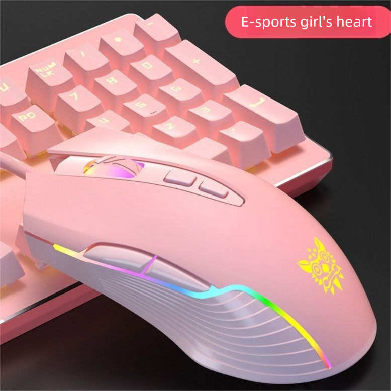 Mouse gamer com fio rosa para homens e mulheres, design bonito e de alta qualidade para laptops, desktops, uso doméstico e no escritório_voghion.com