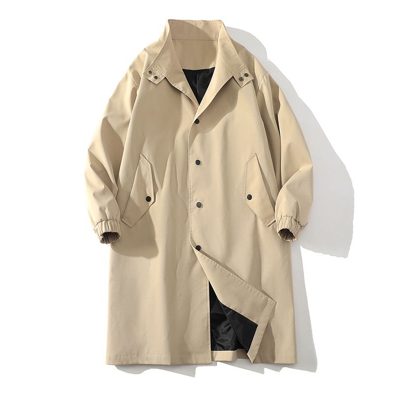 Men's Style Long Trench Coat Casual Loose Jacket Autumn Windbreaker Coat​_voghion.com