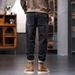 Large Size Men's Clothing Autumn And Winter New Jeans Men's Warm Towel Bottom Jeans Men's Elastic Waist Drawstring Straight Pants Men_voghion.com