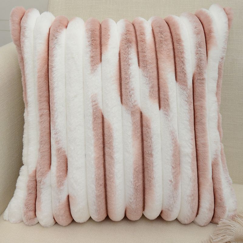 Modern Striped Faux Fur Pillow Covers - Soft & Stylish Cushion Cases For Sofa, Bed, Or Floor (with Or Without PP Cotton Filling)​_voghion.com