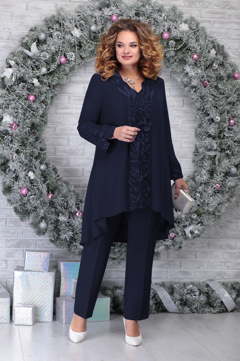 plus size women's 3-piece evening dress with spliced ​​embroidery temperament commuting slim suit cocktail dress_voghion.com