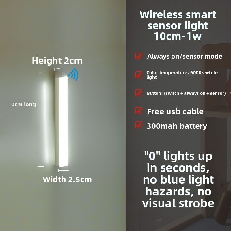 Luce LED con sensore di movimento e ricarica wireless intelligente per scale, corridoi, ingressi, armadi, strisce per mobili e illuminazione notturna_voghion.com