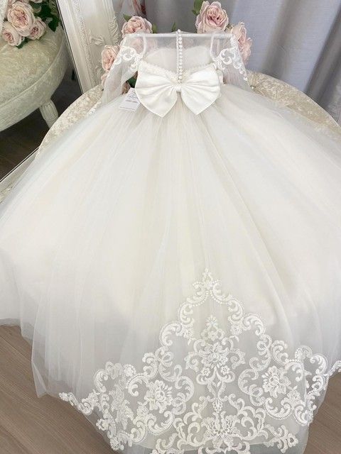 Kid's Clothing Children's Fluffy Princess Dress Baby Girl Flower Girl Wedding Dress Little Girl Trailing Lace Dress_voghion.com