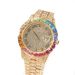 Casual Simple Watch Hip Hop Diamond Rainbow Gradient Calendar Quartz Watch_voghion.com