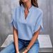 Women's Blouse Short Sleeve Blouses Simple Style Solid Color_voghion.com