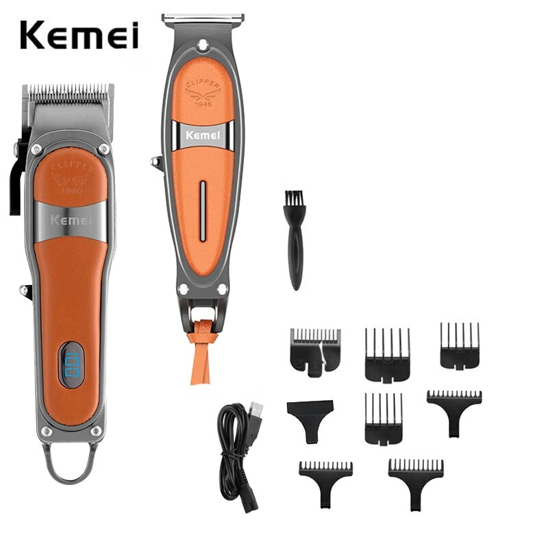 Kemei Tagliacapelli Professionale Fade Combo Zero Gapped Cordless Edge Tagliacapelli Barbiere Elettrico 2 Macchine per tagliare i capelli_voghion.com