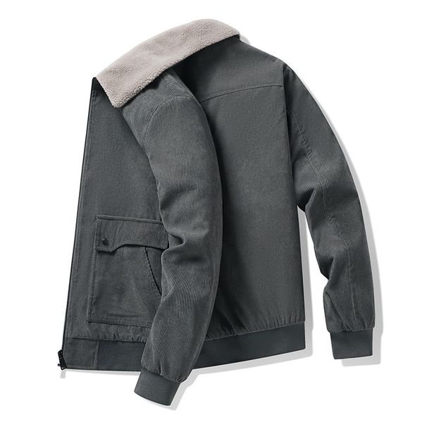Abbigliamento maschile inverno nuovo stile alla moda cappotto in velluto a coste con risvolto in cotone con velluto e ispessimento per tenere al caldo_voghion.com