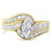 14KT Two-Toned Gold Marquise, Baguette and Round Cut Diamond Bypass Ring (1 cttw, H-I Color, SI1-SI2 Clarity) ()_voghion.com