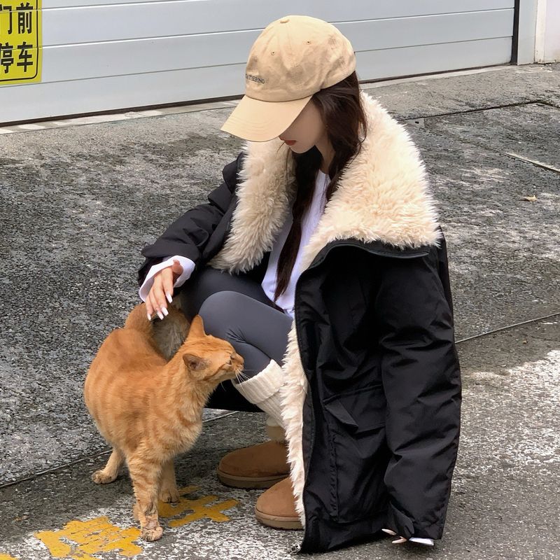 666 Women's Jacket 2025 New Winter Thickened Short Lamb Wool Parka Korean Lazy Style Cotton Coat For Women_voghion.com