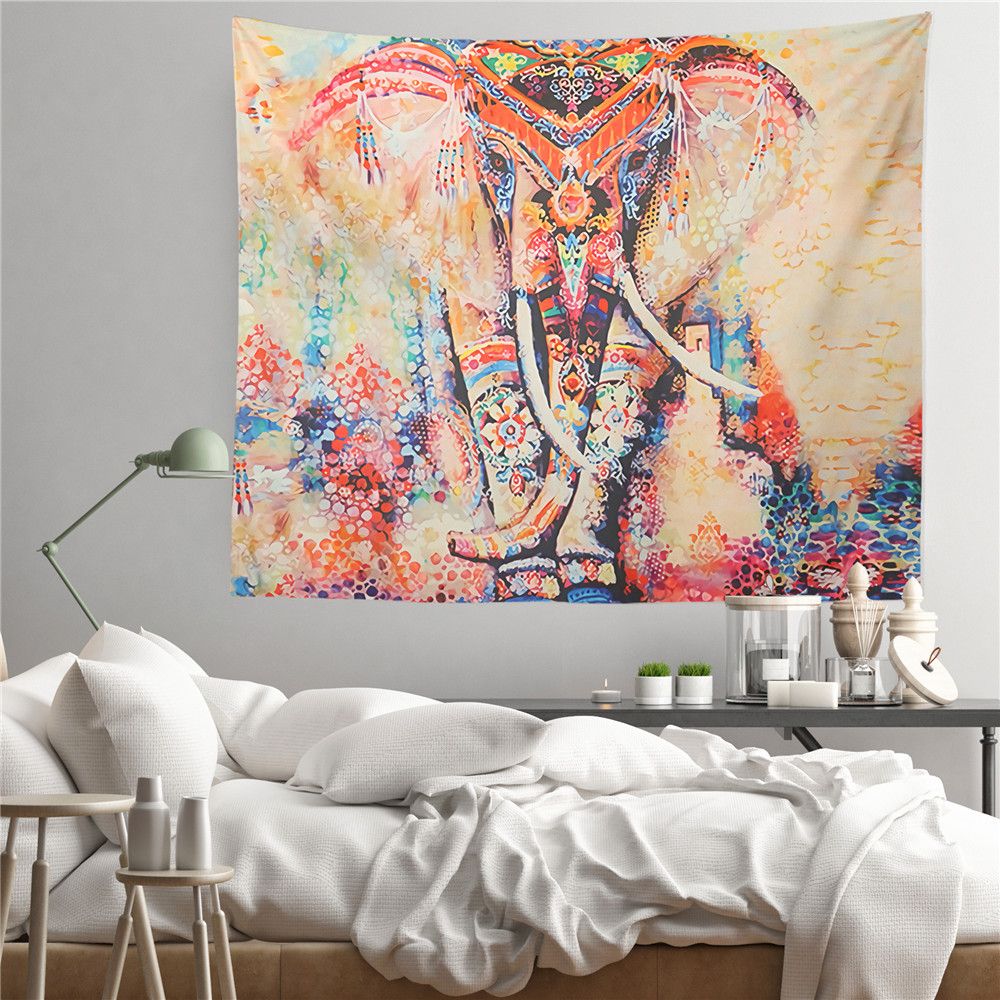 Factory a generation of new Indian National style color elephant tapestry home fabric decoration painting_voghion.com