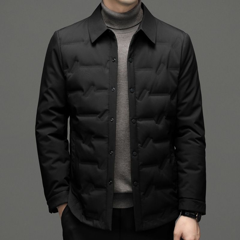 Weiße Entendaunen Herren Leichte Herbst Winter Neue Umlegekragen Hemdjacke Lässig Warm_voghion.com