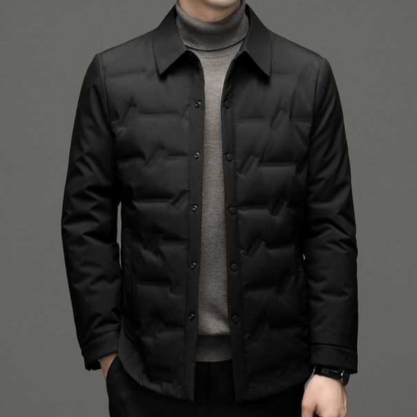 Weiße Entendaunen Herren Leichte Herbst Winter Neue Umlegekragen Hemdjacke Lässig Warm_voghion.com