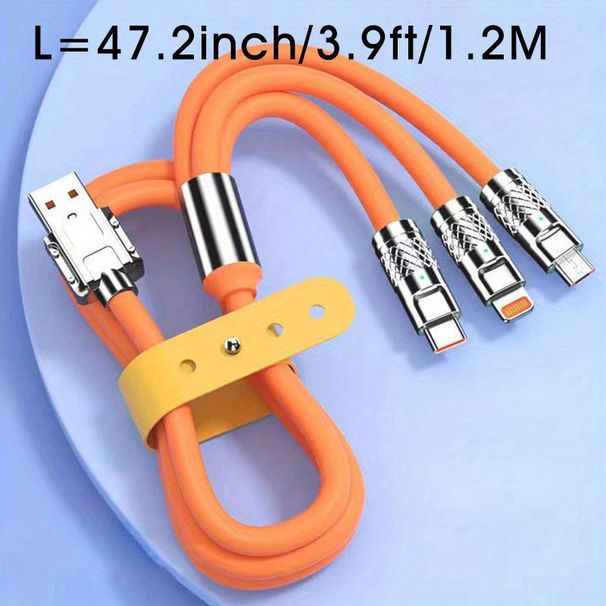 120W 3-in-1 Multi Super Fast Charging Cable 3.9ft Universal Multiple Charging Cord Type C/Micro USB/for App Le (Charging Only)_voghion.com