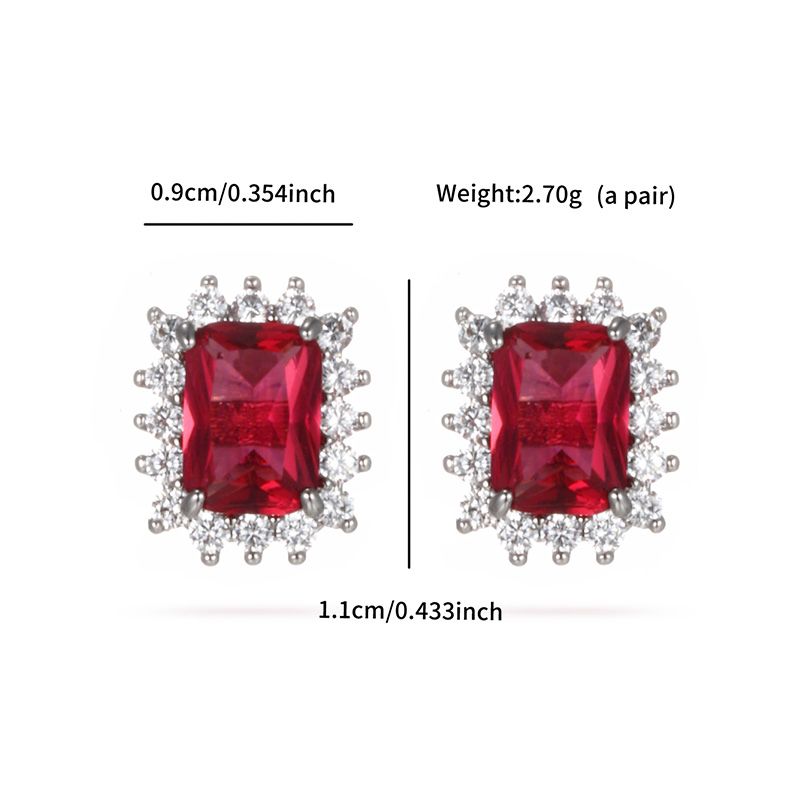 Kupfer Platin plattiert Inlay Rechteck künstliche Edelsteine Ringe Ohrringe Halskette_voghion.com