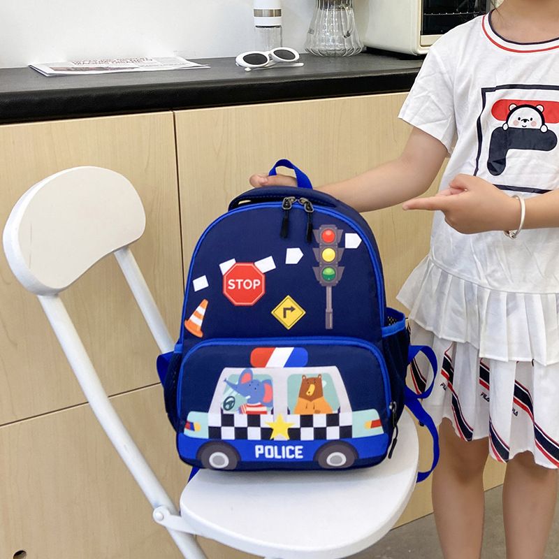 Kids & Baby's Bags New Elementary School Student Kindergarten Schoolbag Sewing Thread Oxford Cloth Backpack Cartoon Anime Car Children's Backpack_voghion.com