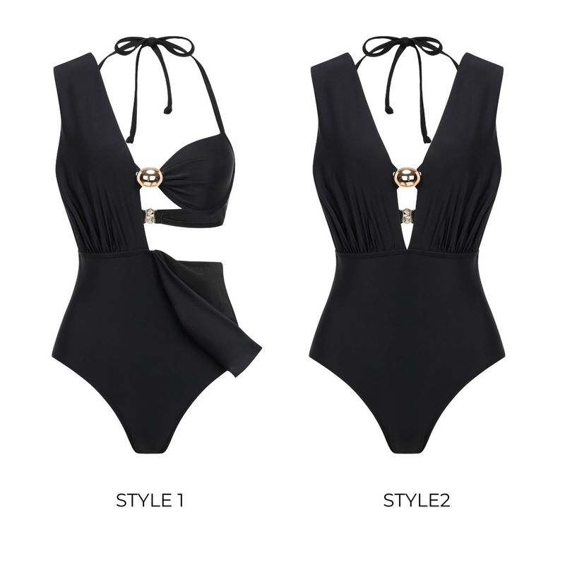 Maillot de bain deux pièces noir haut de gamme pour femme_voghion.com