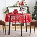 Tovaglia natalizia con bordo in pizzo - Decorazione natalizia rossa per tavoli rotondi e rettangolari (poliestere, lavabile, retro antiscivolo)_voghion.com