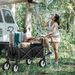 Klappbarer All Terrain Bollerwagen, Faltbarer Gartenwagen Mit Mesh-Getränkehalter, Verstellbaren Griffen_voghion.com