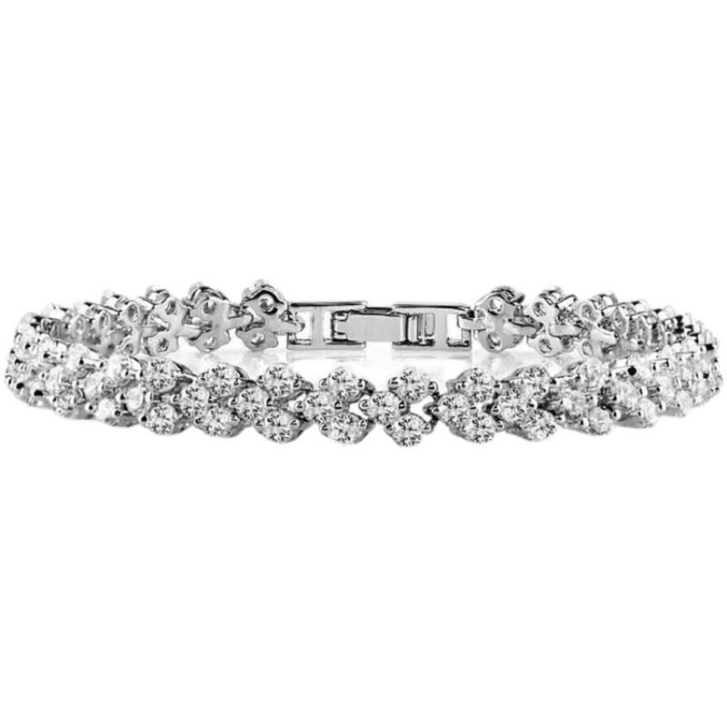 Shining Three Row Diamond Roman Bracelet Female Element Crystal Bracelet Female_voghion.com
