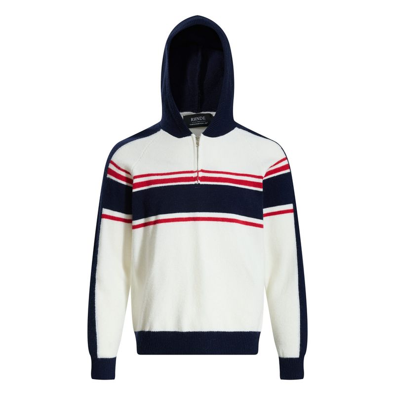 Striped Knit Sweater – Retro-Inspired Hooded Pullover With Relaxed Fit​_voghion.com