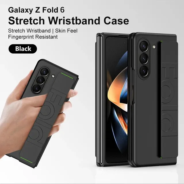 Handgelenkband Telefonshülle fir Samsung Galaxy Z Fold 6 5 4 3 Fold6 Fold5 Fold4 Fold3 5G Hartschuel Plastik Scharnierschutz_voghion.com