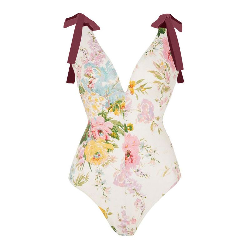 Dames bikini-schouderbadpak met ruches en bloemen voor dames_voghion.com