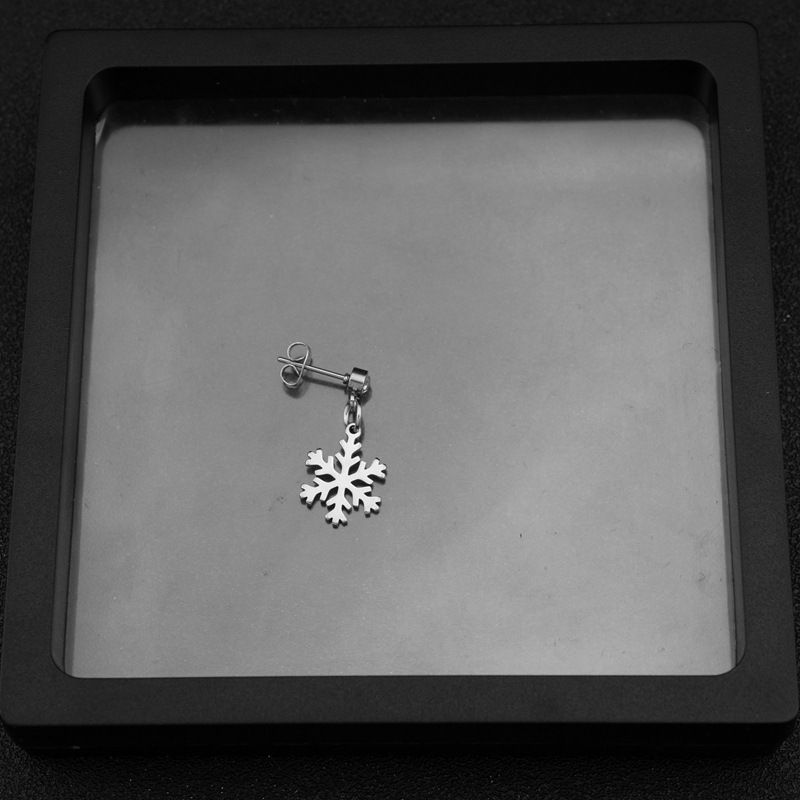 Σκουλαρίκια από τιτάνιο και ατσάλι Snowflake, σκουλαρίκια, γυναικεία σκουλαρίκια, τάση ιδιοσυγκρασίας, απλά, μόδα, σκουλαρίκια ins_voghion.com
