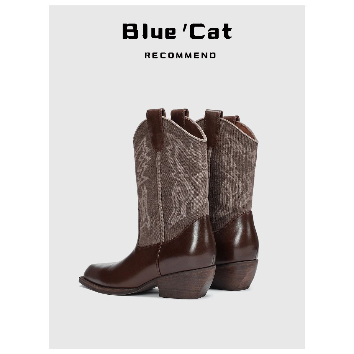 Promi-Stil ~ Braun bestickt Western Cowboy für Frauen 2025 Sommer neue echte Leder kurze Reitstiefel_voghion.com