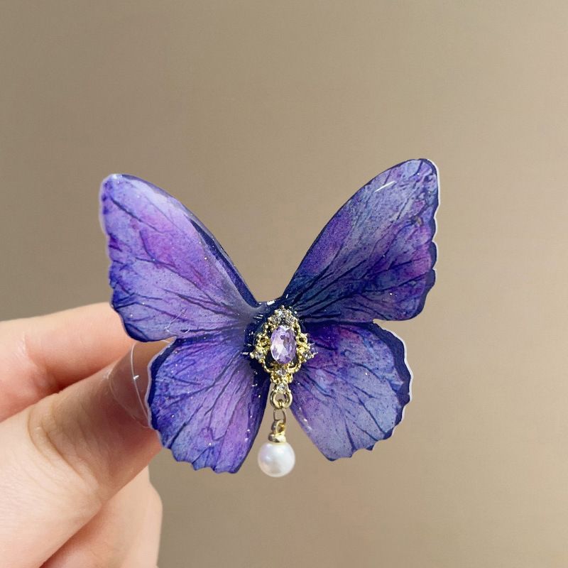 Gioielli unisex alla moda con diamanti rosa e perle, a forma di farfalla, a forma di becco d'anatra, dolce alla moda, frangia laterale, accessori per capelli a forma di cuore da ragazza_voghion.com