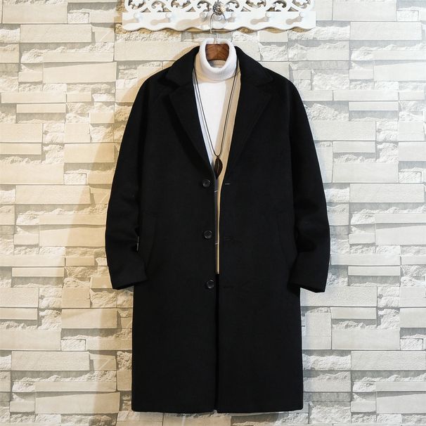 Pánský vlněný kabát na podzim a zimu, středně dlouhý s bavlnou a silným kabátem, pánská teplá větrovka N1079_voghion.com
