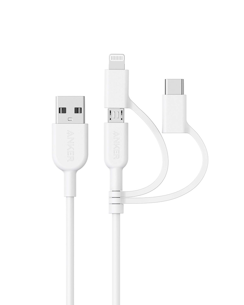 Anker Powerline II 3-in-1 Lighting \/Type C \/Micro USB cable, suitable for iPhone, iPad, Huawei, HTC, LG, Samsung_voghion.com