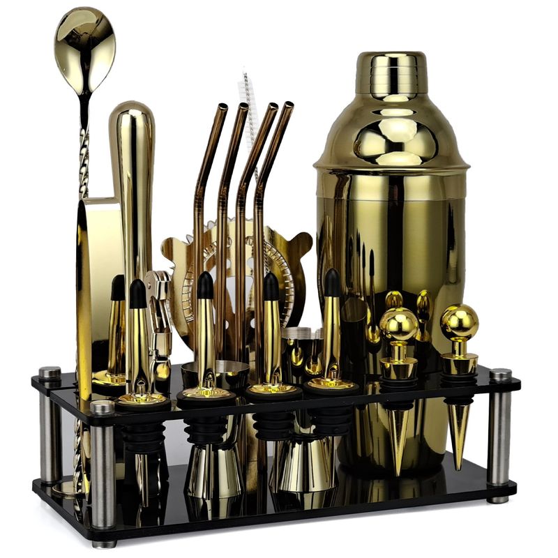 Acrylic Stainless Steel Cocktail Shaker Bar KTV Tools 20-Piece Set_voghion.com