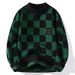 Men’s Chunky Knit Turtleneck Sweater - Oversized Pullover With Embroidered Badge (Black/Red/Khaki/Dark Green)_voghion.com