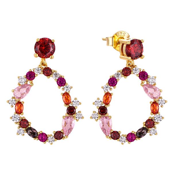 Fashion colored diamond earrings S925 sterling silver female zircon gem irregular earrings earrings earrings jewelry_voghion.com