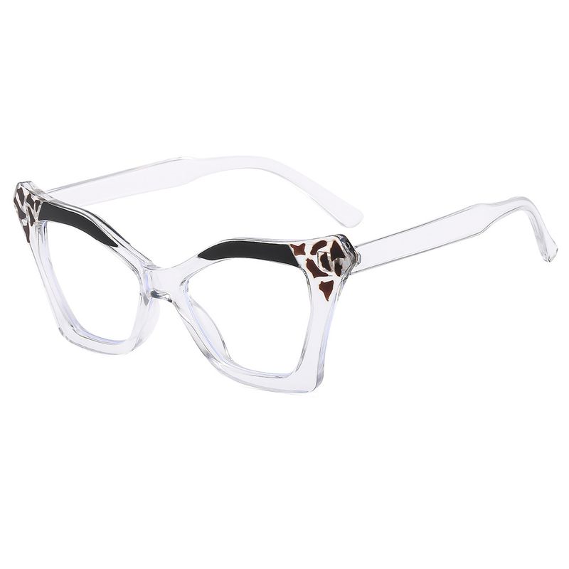 Women's Eyewear Frames Cat Eye Leopard Print Color Matching Glasses Frame Irregular Flat Glasses Niche Avant Garde Anti Blue Light Glasses Frame_voghion.com