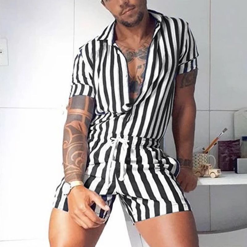 2023 ny grænseoverskridende AliExpress mænds europæiske og amerikanske revers overtøj sexet jumpsuit afslappet sports jumpsuit_voghion.com
