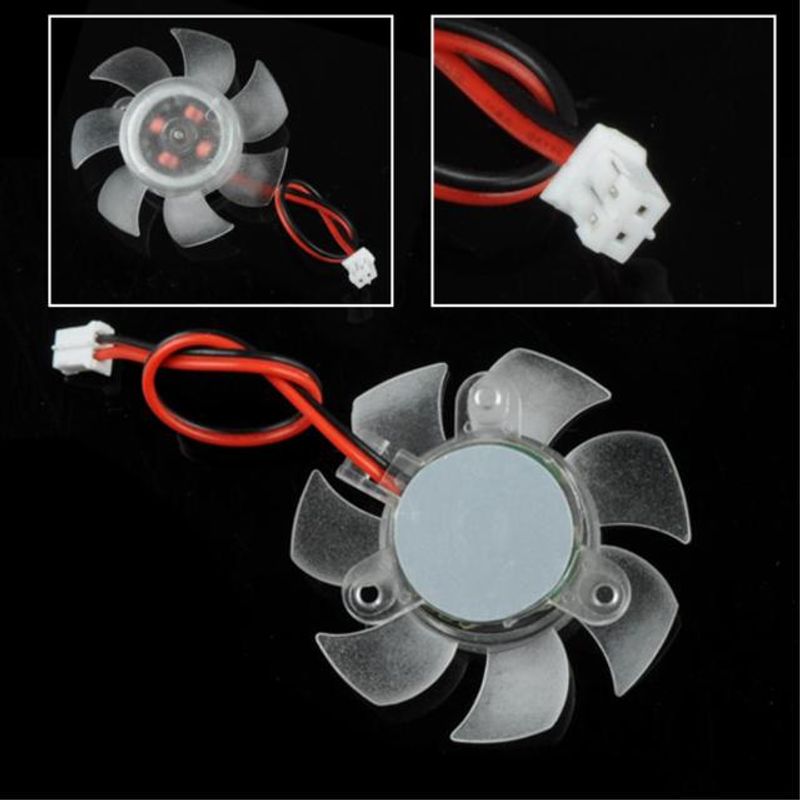 1 Piece 12V 2 Pin 7 Blades Transparent Cooling Fans PC VGA Graphics Video Card Heatsink Cooler Cooling Fan 45mm Replacement_voghion.com